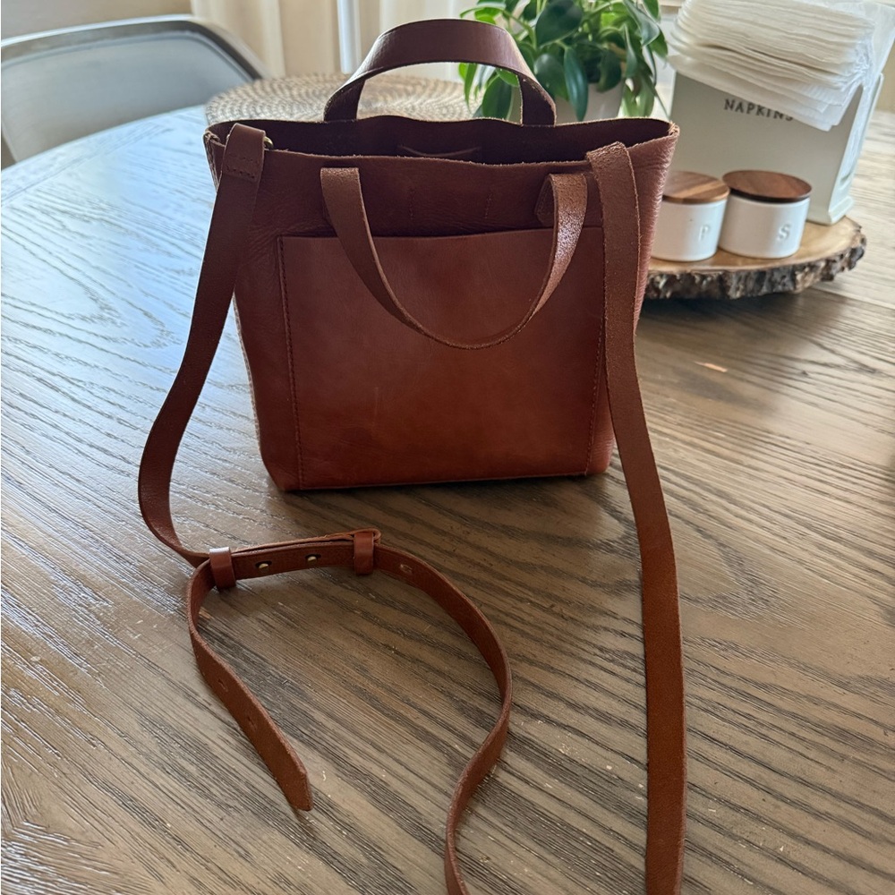 Elegant Brown Leather Tote Bag MADEWELL SMALL BAG